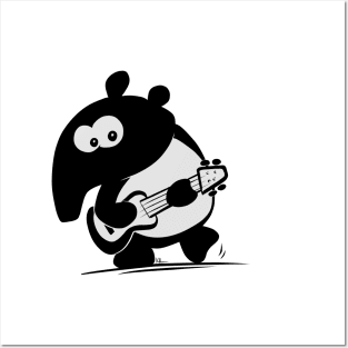 Funny Cute Musical Tapir Little Guitar Ukulele Posters and Art